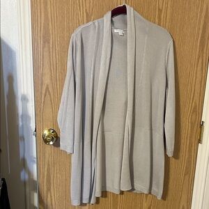 New York & Company Light Gray Open Front Sweater